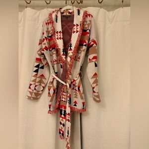 AQUA x Pendleton Pilot Rock Jacquard Belted Cardigan